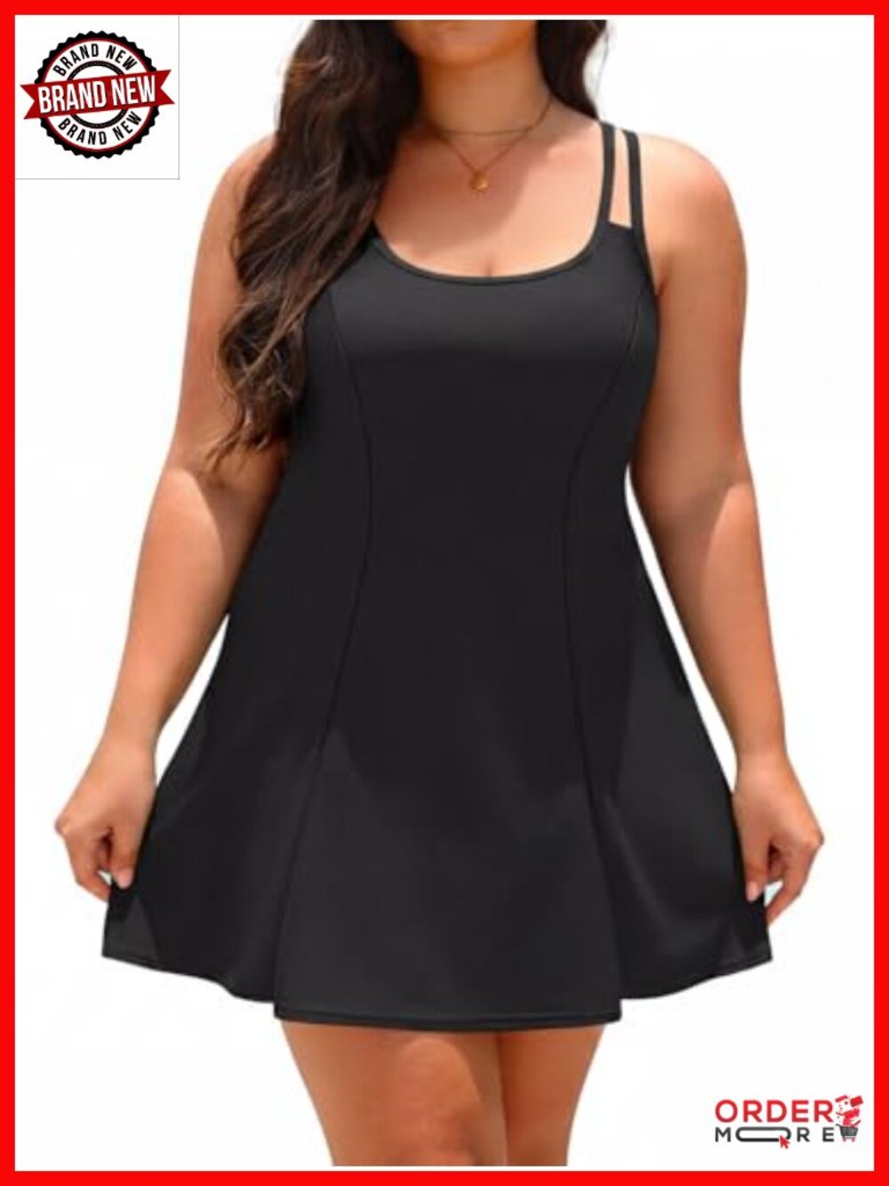Plus Size Swim Dress Tankini Set with Shorts - 2 Piece Bathing Suit